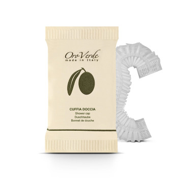 DISPOSABLE SHOWER CAP   "OROVERDE" flow pack