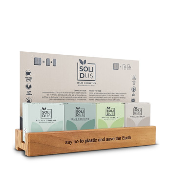espositore per set cortesia eco-friendly cosmetici solidi